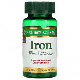 Nature's Bounty Iron, 65 mg 100 Tablets / Железо