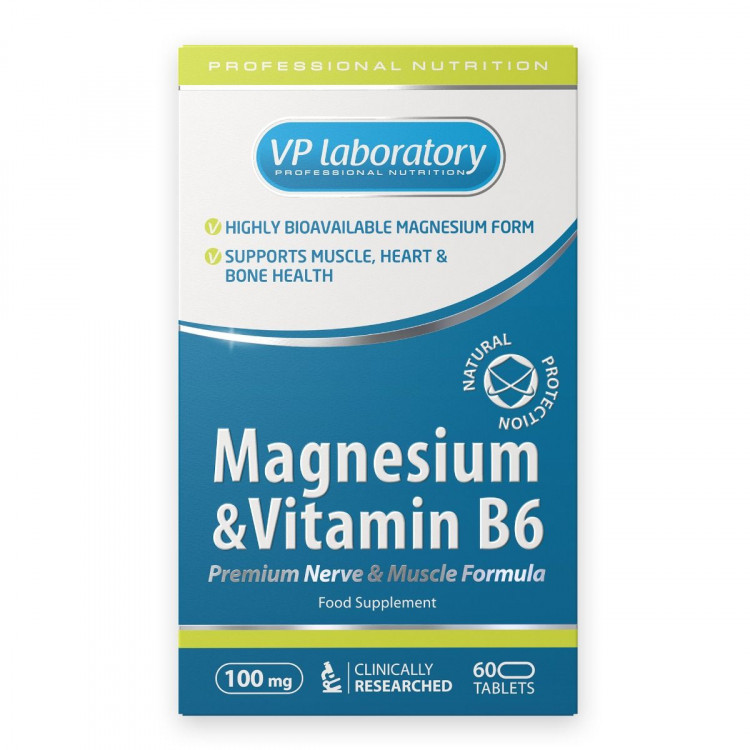 VP Laboratory Magnesium Vitamin B6 / Магний и Витамин Б6, 60 таблеток